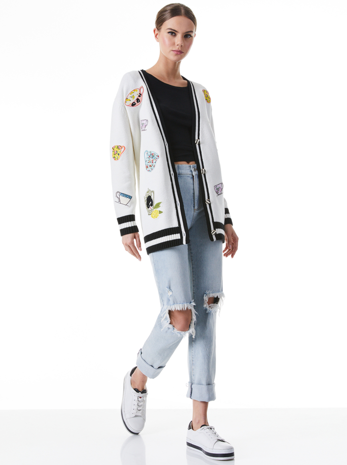 BRADFORD EMBROIDERED GRANDPA CARDIGAN - SOFT WHITE image 4 - Alice And Olivia
