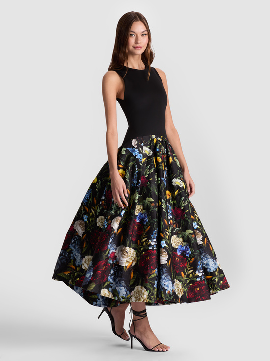 SOCIAL HOUR BLACK-ADLEY DROP WAIST MIDI DRESS