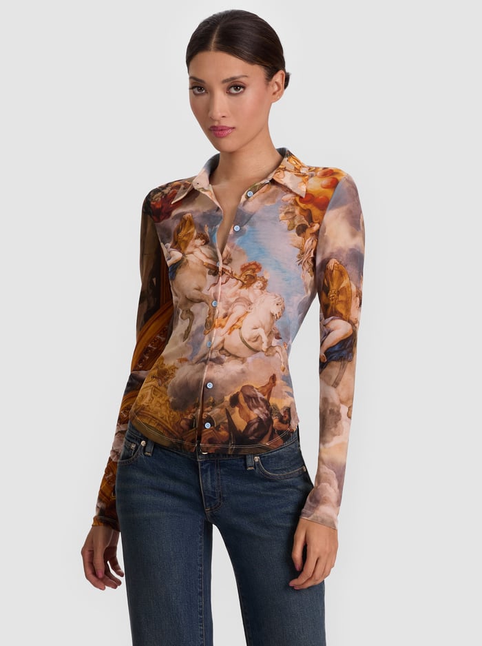 JADE BUTTON FRONT TOP - RENAISSANCE FAIR - Alice And Olivia