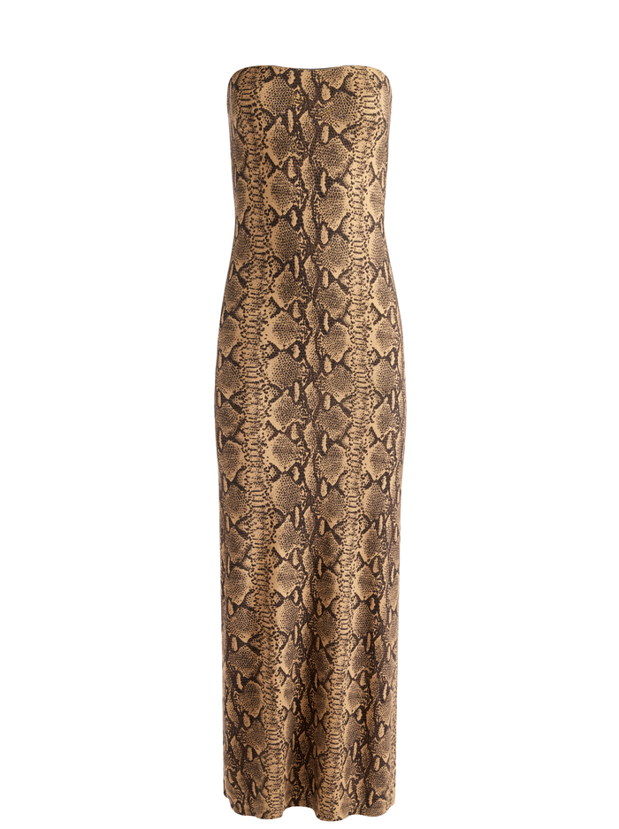 DELORA STRAPLESS MAXI DRESS - CAMEL/BLACK SNAKE image 5 - Alice And Olivia