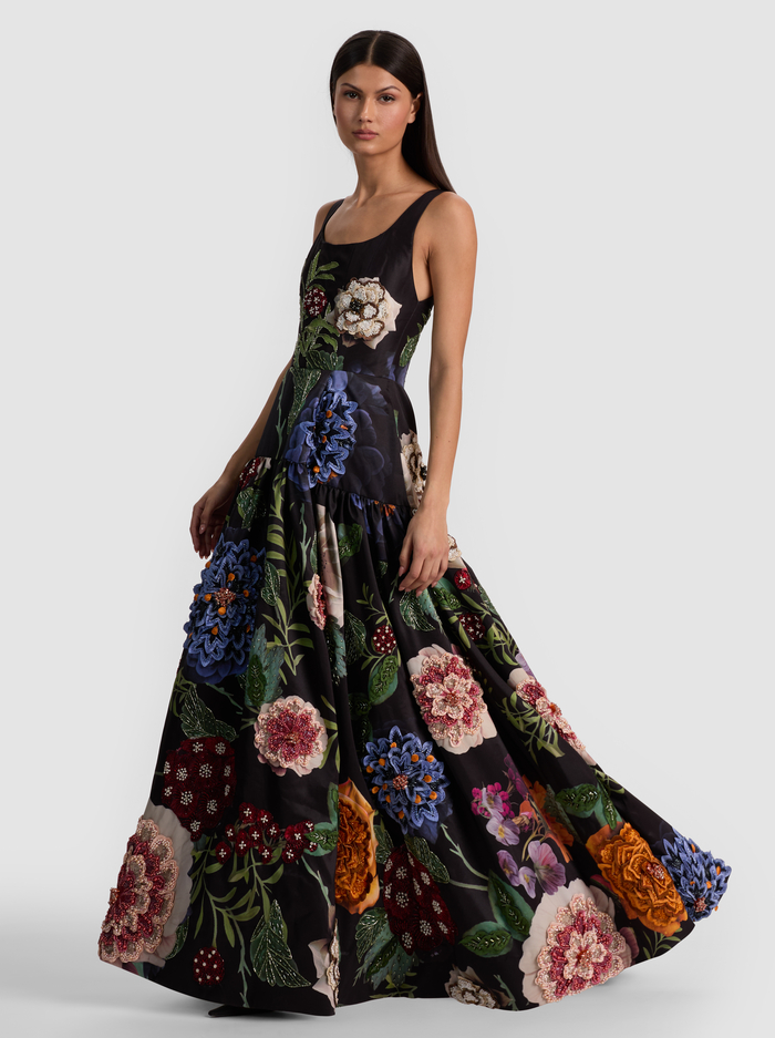 MAXINE EMBELLISHED GOWN - MAGIC GARDEN BLACK image 4 - ALICE + OLIVIA