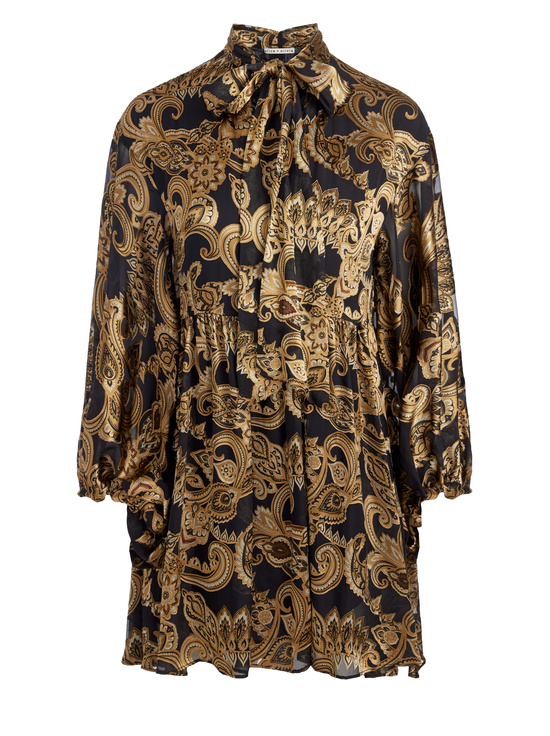 SPRING PAISLEY BLACK-OPAL TUNIC DRESS
