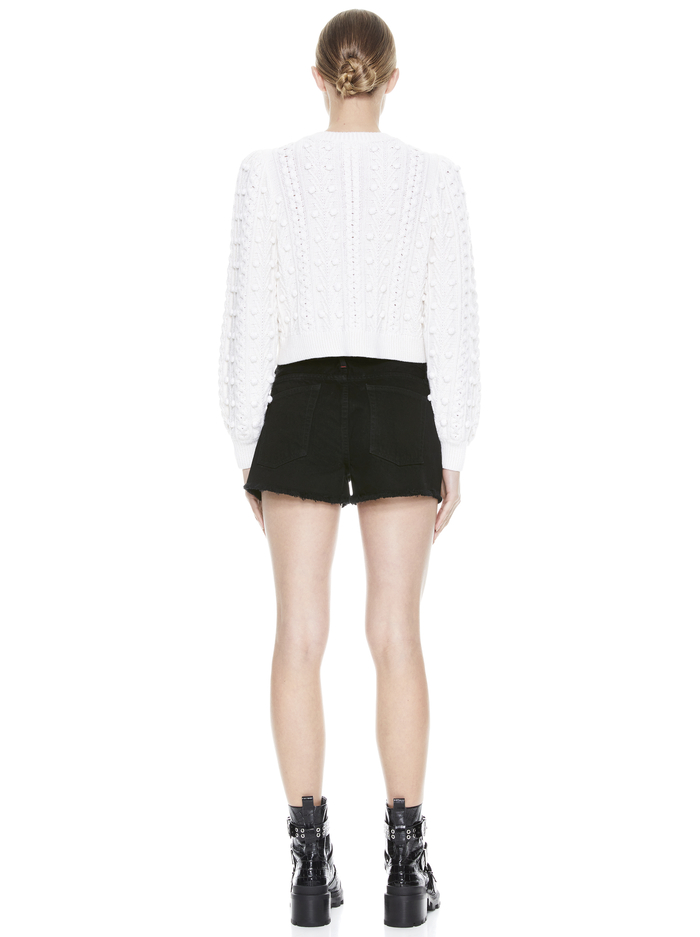 KITTY PUFF SLEEVE CARDIGAN - SOFT WHITE/BLACK image 2 - Alice And Olivia