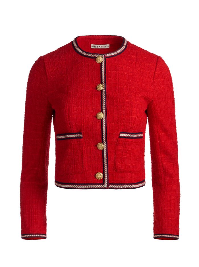 AVALON SHRUNKEN TWEED JACKET - CHILI PEPPER image 5 - ALICE + OLIVIA