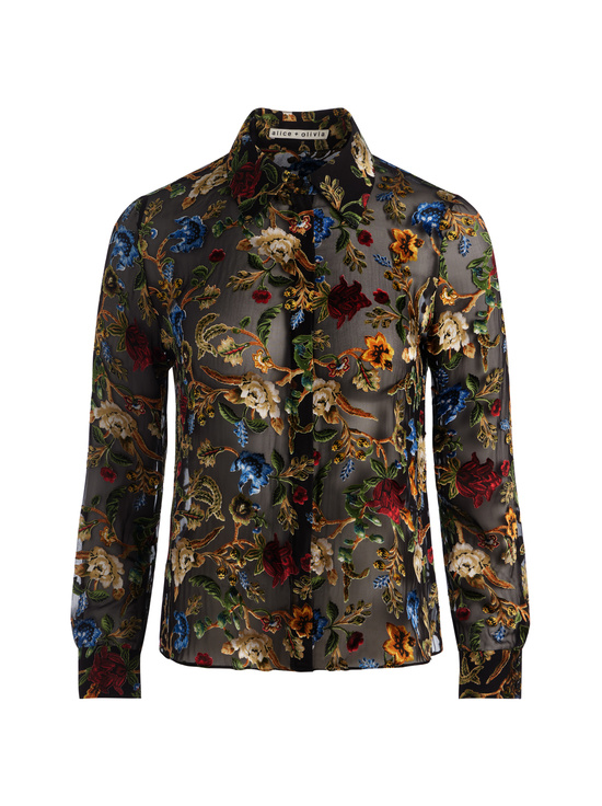 TAPESTRY TRAILS SM BLACK-WILLA SILK BLOUSE