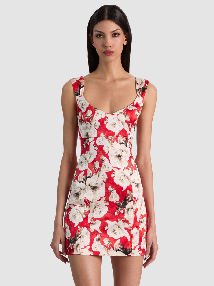 RENEE FITTED MINI DRESS - ROSE GARDEN SM HIBISCUS image 3 - ALICE + OLIVIA