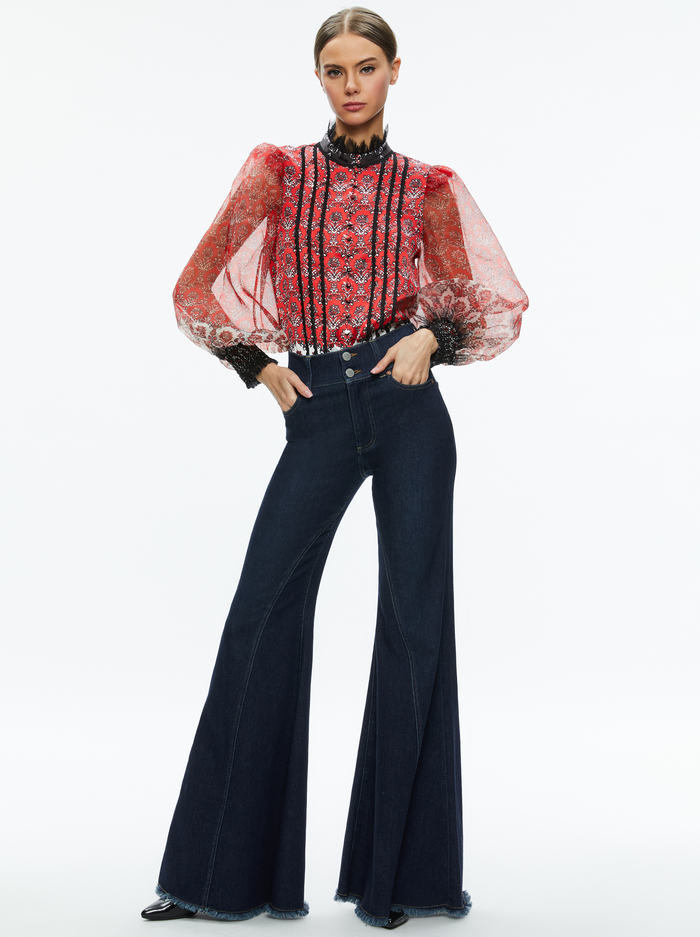 BETTINA BLOUSON SLEEVE TOP - ALLURE MEDALLION image 2 - Alice And Olivia