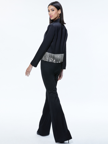 BLACK-SHAN CRYSTAL FRINGE BLAZER