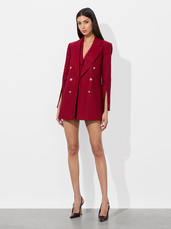 DARK CHERRY-CAMPBELL LINEN BLAZER