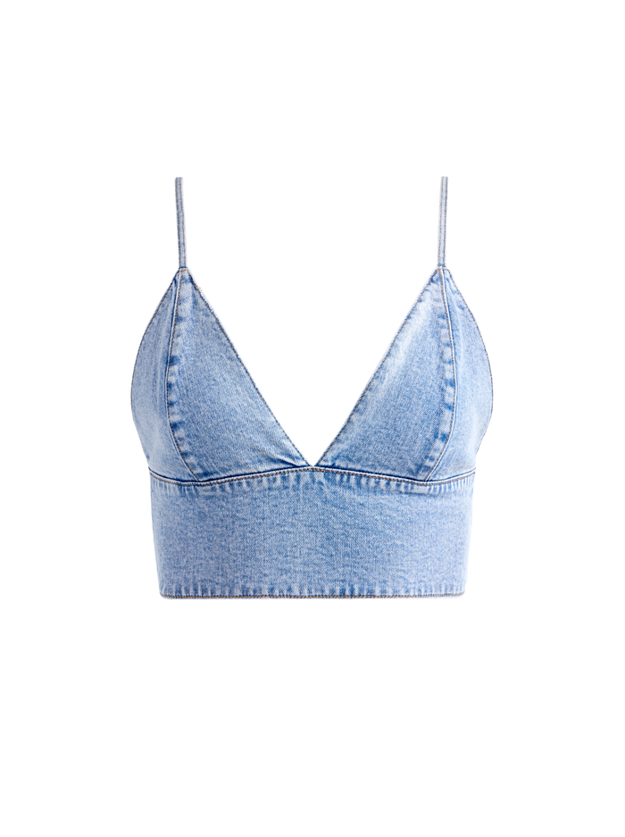 CARLI DENIM BRA TOP - ROCKSTAR BLUE image 5 - Alice And Olivia