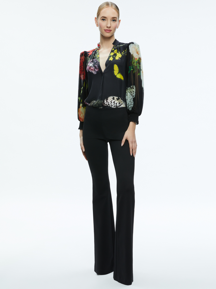ILAN PLEATED BLOUSON SLEEVE BUTTON FRONT BLOUSE - ESSENTIAL FLORAL image 4 - Alice And Olivia