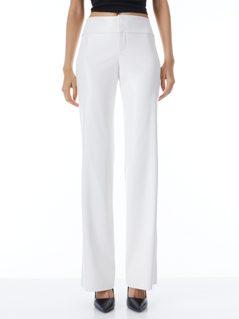 OFF WHITE-OLIVIA VEGAN LEATHER BOOTCUT PANT