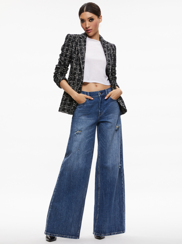 MACEY FITTED BLAZER - BLACK/WHITE image 1 - Alice And Olivia