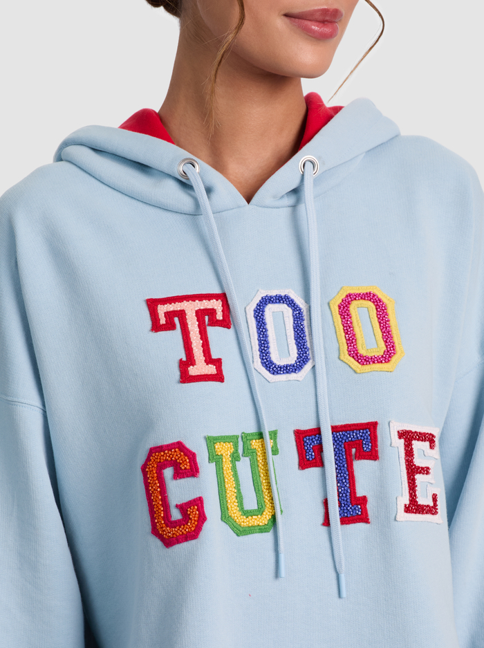 SUNNY CROPPED HOODIE - CAROLINA BLUE MULTI image 3 - ALICE + OLIVIA