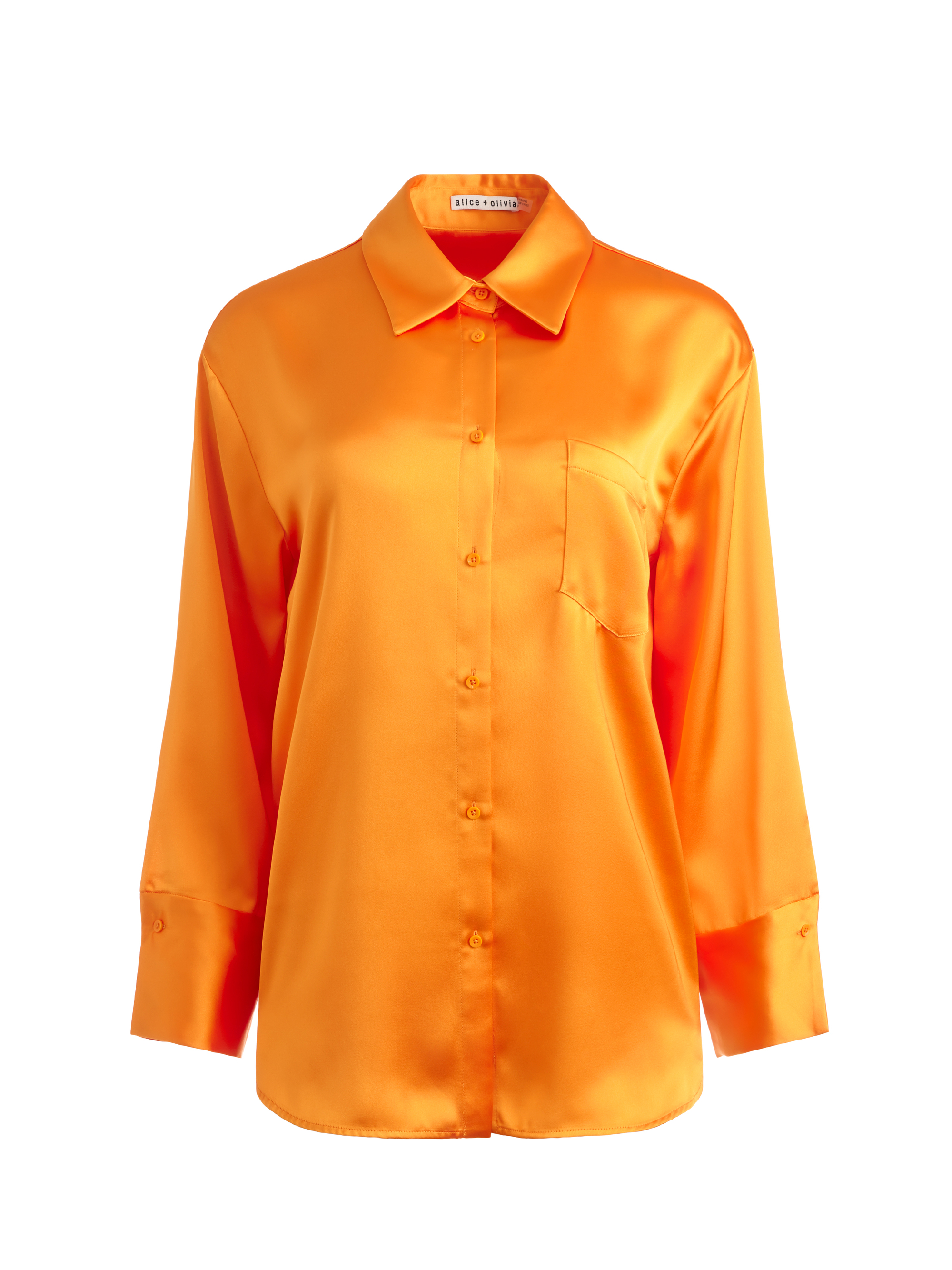 Finely Oversized Button Down Shirt In Tangerine Alice + Olivia