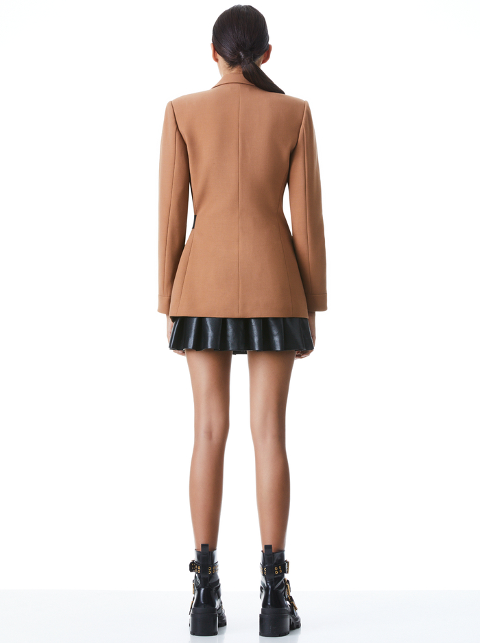 HATTIE SIDE STRAP BLAZER - CAMEL/BLACK image 1 - Alice And Olivia