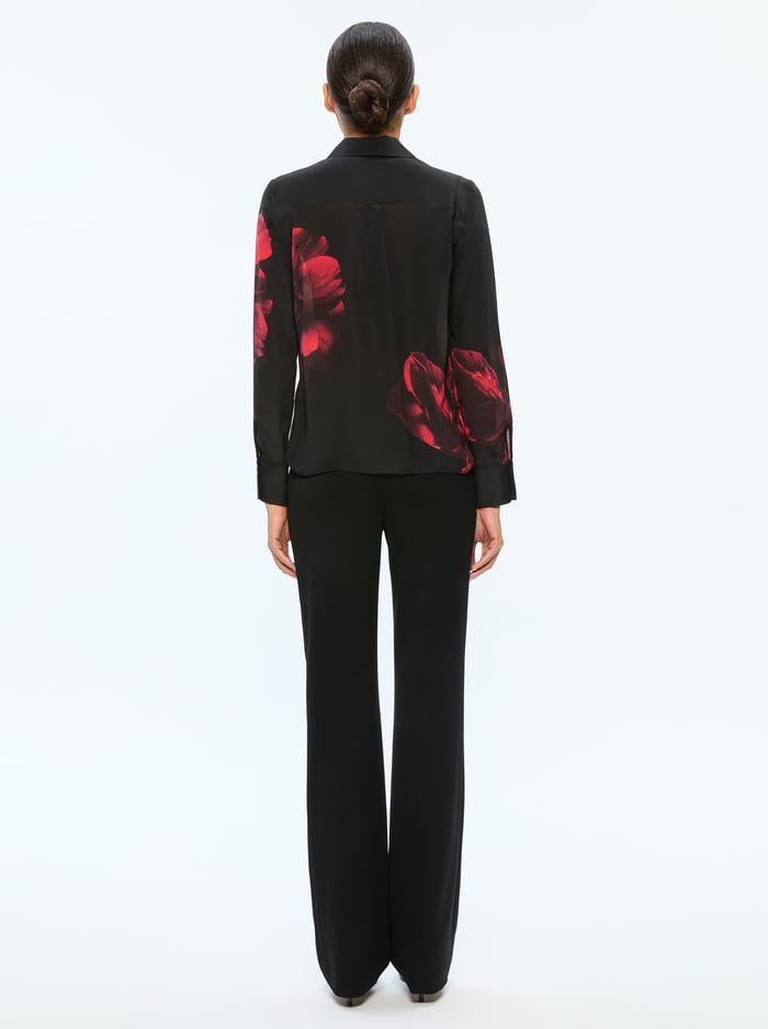 BRADY SILK BLOUSE - PEONY PETALS BRIGHT RUBY image 2 - Alice And Olivia