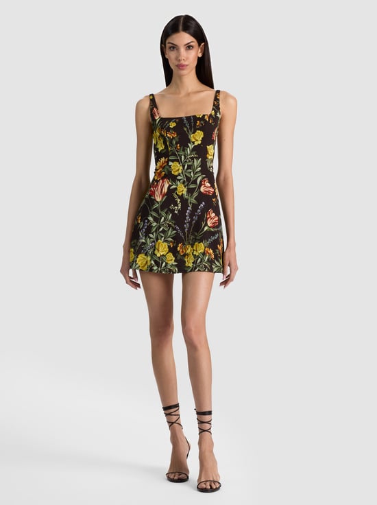 DESERT SPRIGS BLACK-JULIA MINI DRESS