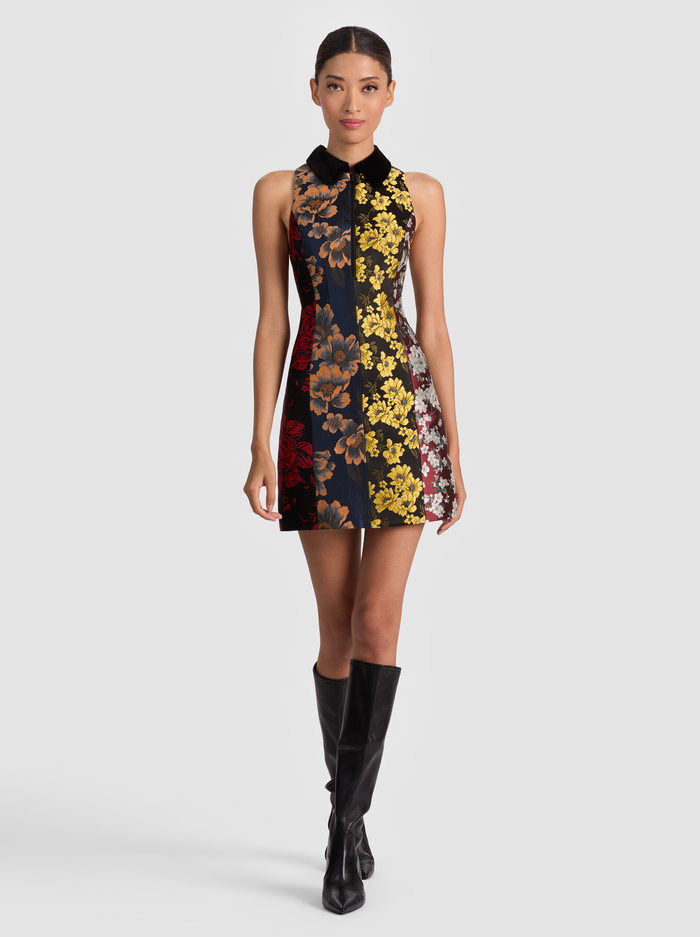 VELIA COLLARED MINI DRESS - BLACK/MULTI image 4 - Alice And Olivia