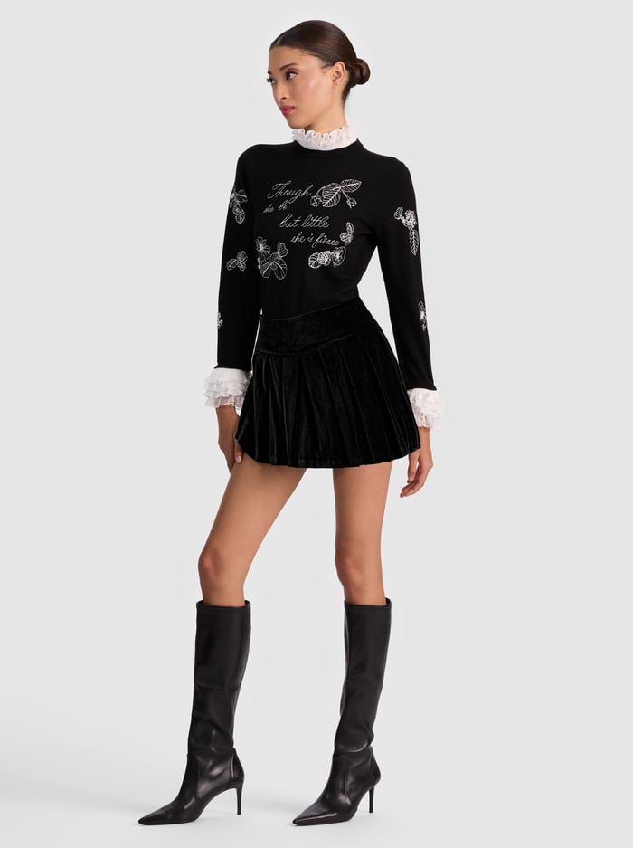 EMILIE VELVET MINI SKORT - BLACK image 4 - Alice And Olivia