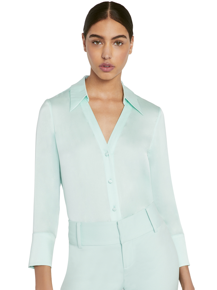 HOPE BUTTON DOWN BLOUSE - MINT image 1 - Alice And Olivia
