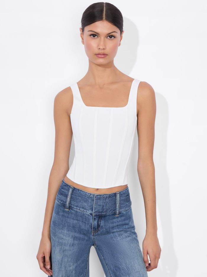 SARIAH CORSET TANK - SOFT WHITE - Alice And Olivia