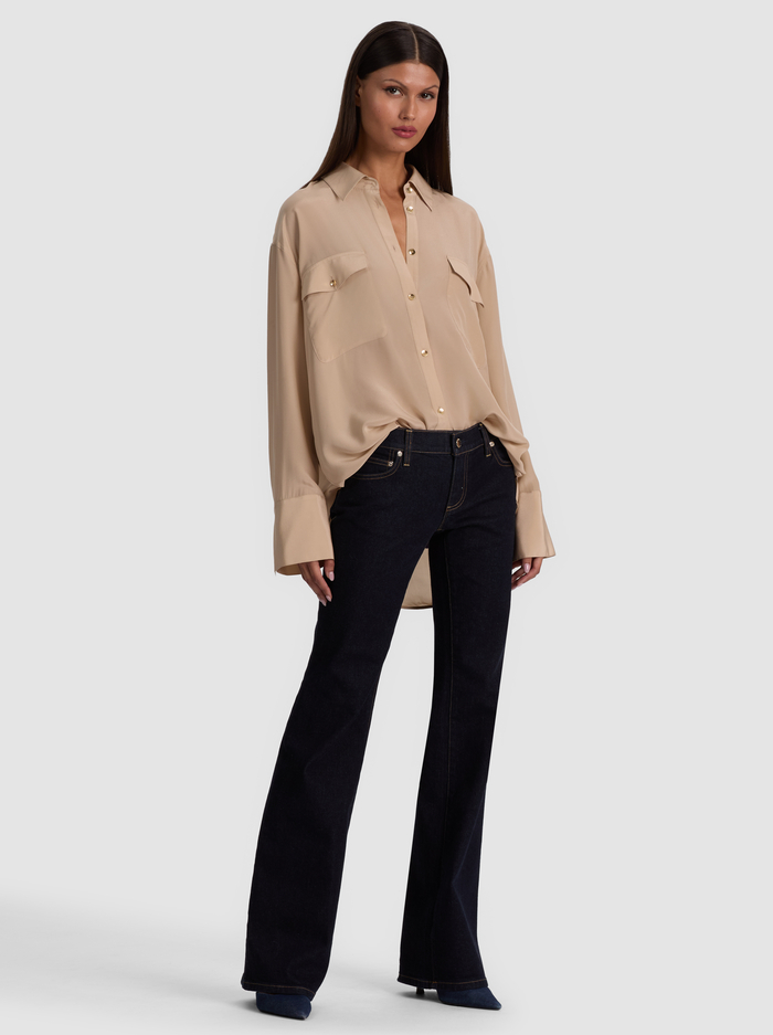 FINELY OVERSIZED SILK BUTTON DOWN - SAND image 4 - ALICE + OLIVIA