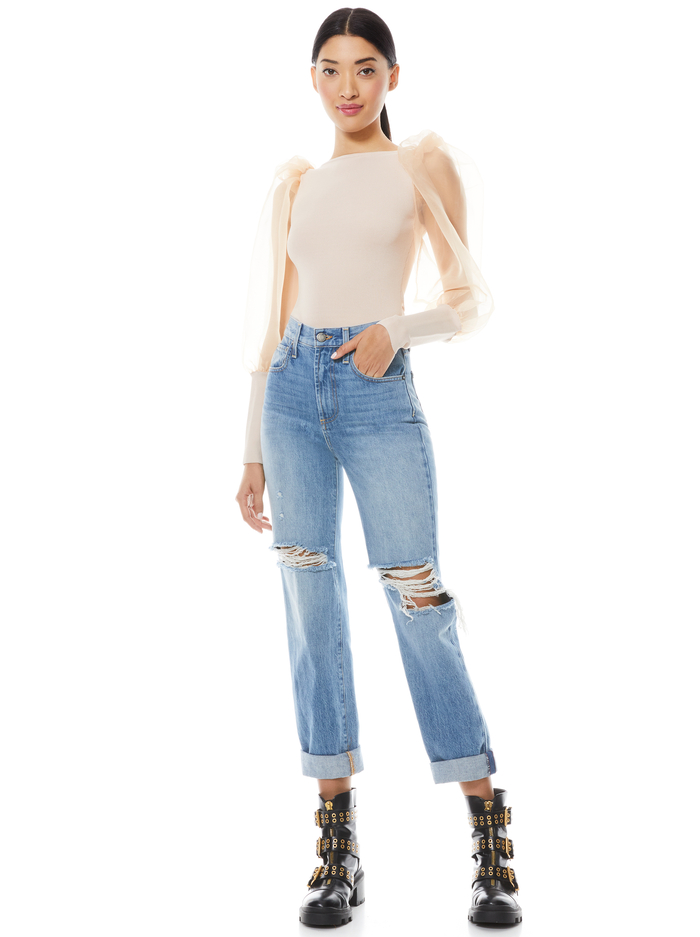 ABELLA PUFF SLEEVE CROP TOP - SEPIA image 2 - ALICE + OLIVIA