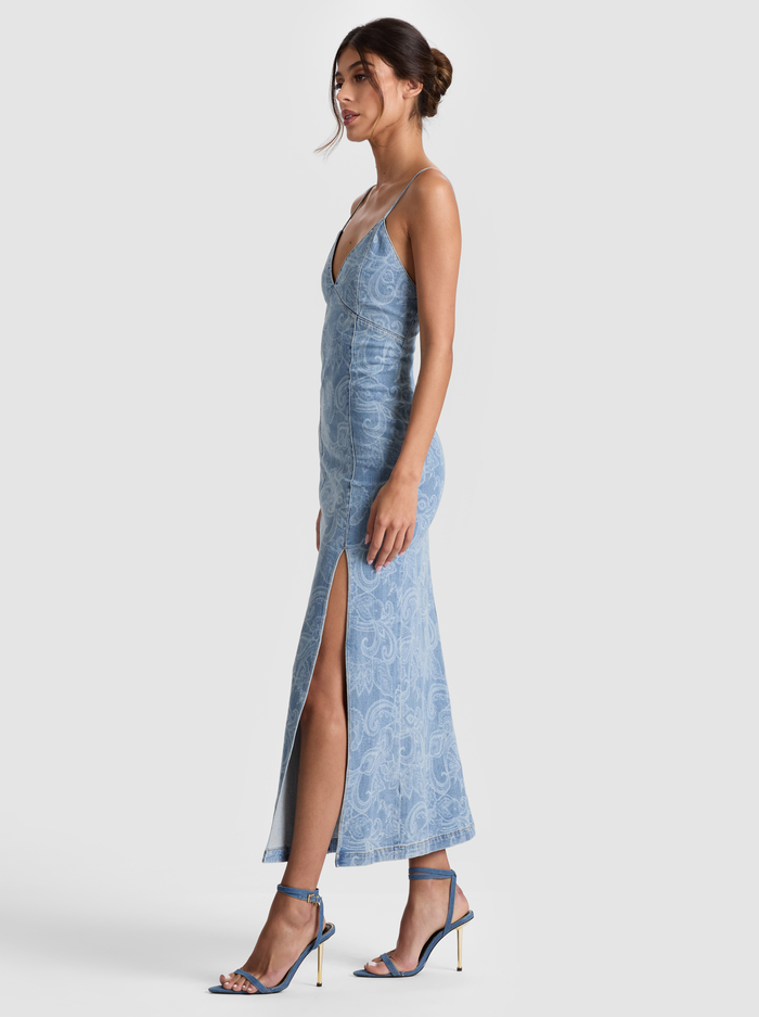 JULIETTA DENIM MIDI DRESS - LASER PAISLEY image 3 - Alice And Olivia