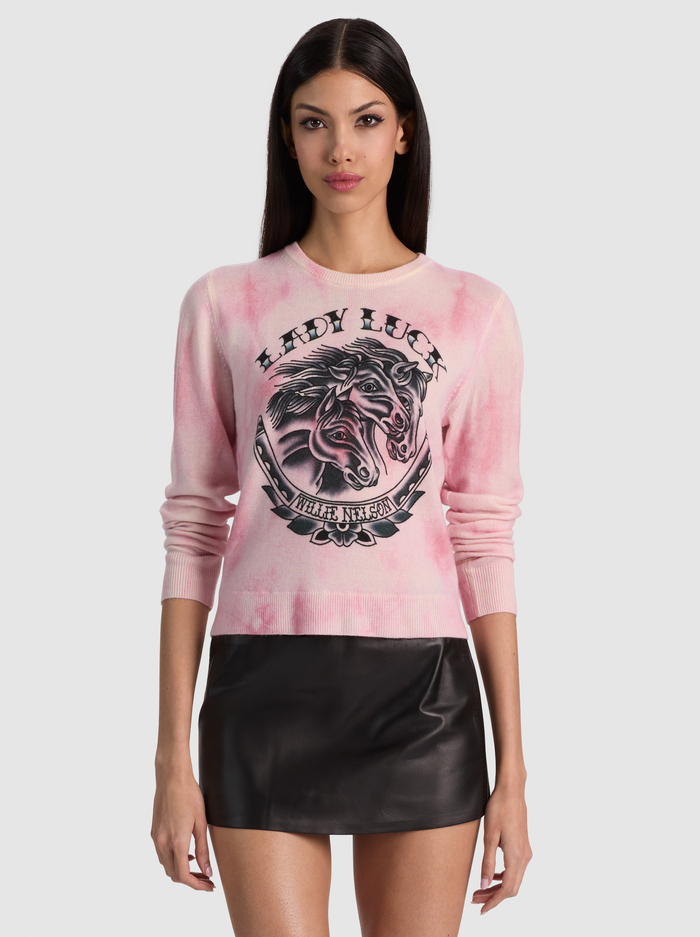 CAROLEE WOOL PRINTED PULLOVER - LADY LUCK ENGLISH ROSE - ALICE + OLIVIA