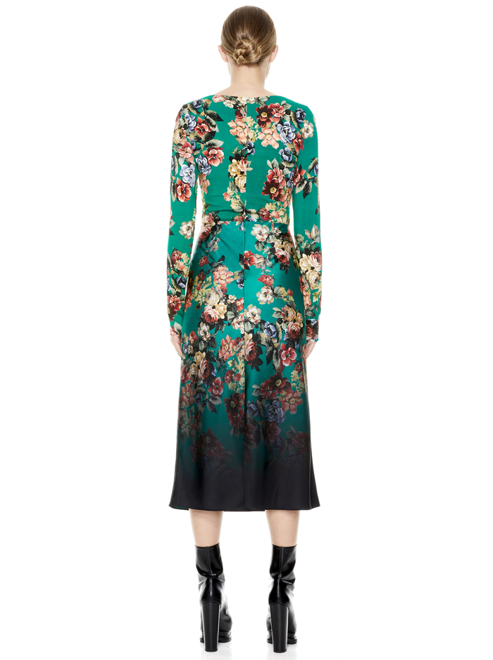 DELAINA FLORAL CROP TOP - CLOUD DANCER DARK TEAL image 2 - Alice And Olivia