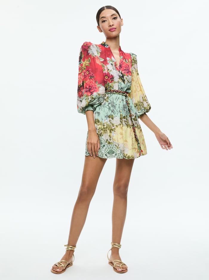 ANTONETTE LONG SLEEVE BUTTON FRONT MINI DRESS - OAKLEY image 4 - Alice And Olivia