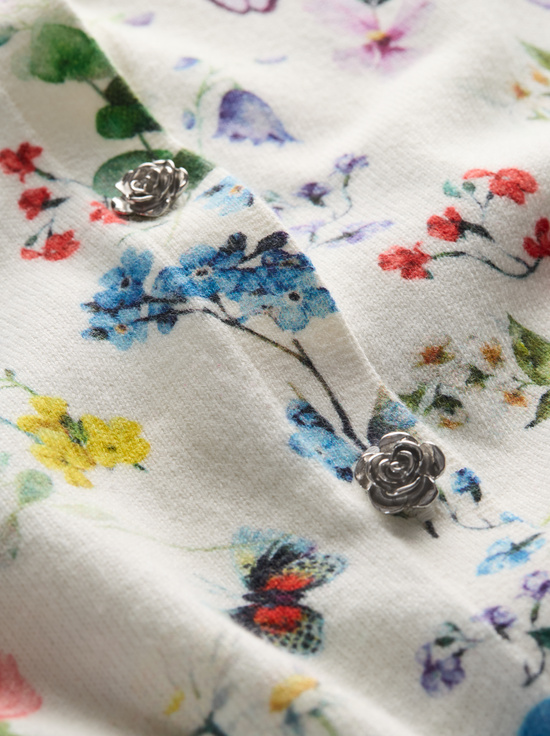 TWISTING VINES OFF WHITE-CARSON PRINTED CARDIGAN