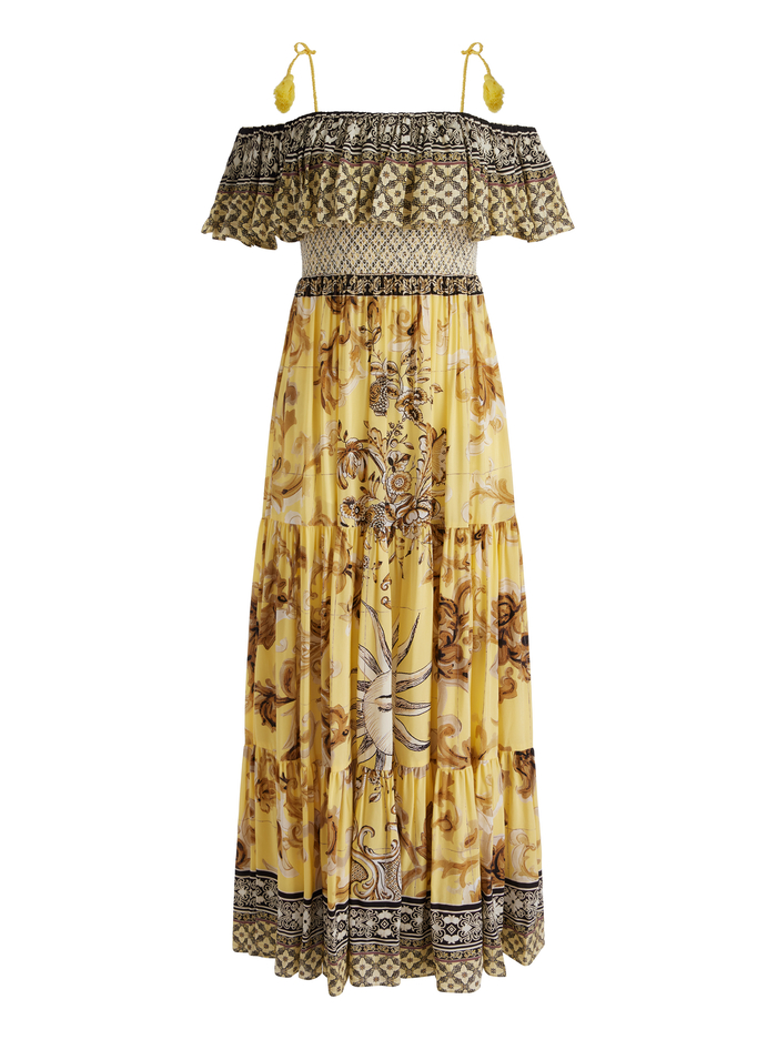 KIA OFF THE SHOULDER TIERED MAXI DRESS - LISBOA LEMON MERINGUE image 5 - Alice And Olivia