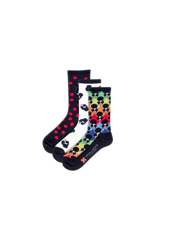 A+O X HOTSOX CREW SOCKS - BLACK/WHITE image 2 - Alice And Olivia