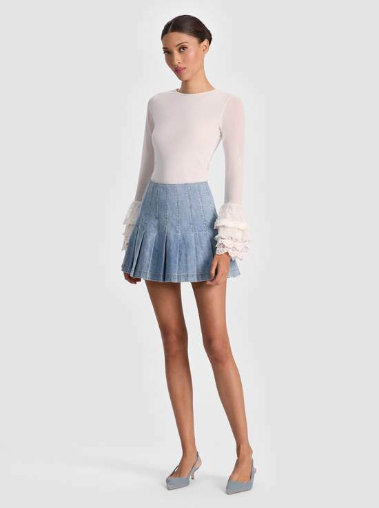 OFF WHITE-DELAINA TOP WITH RUFFLE CUFF