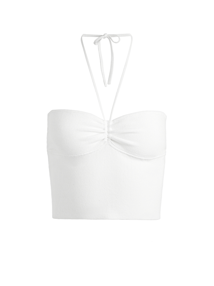 LINNIE RUCHED HALTER - SOFT WHITE image 5 - ALICE + OLIVIA
