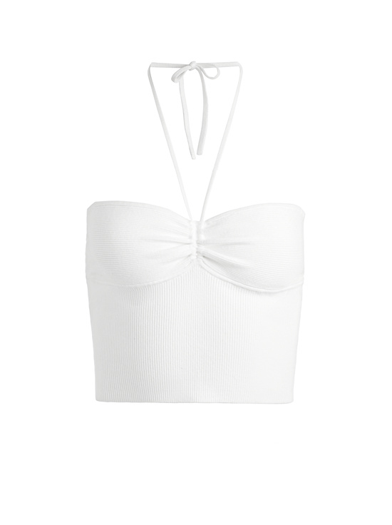SOFT WHITE-LINNIE RUCHED HALTER