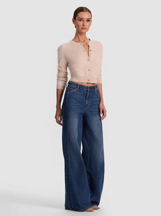 OATMEAL HEATHER-DOLLIE BRUSHED CASHMERE CARDIGAN