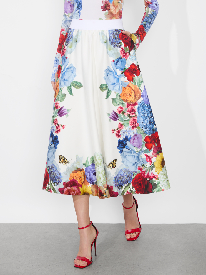 EARLA FLARE SKIRT - GARDEN BRUNCH OFF WHITE - Alice And Olivia