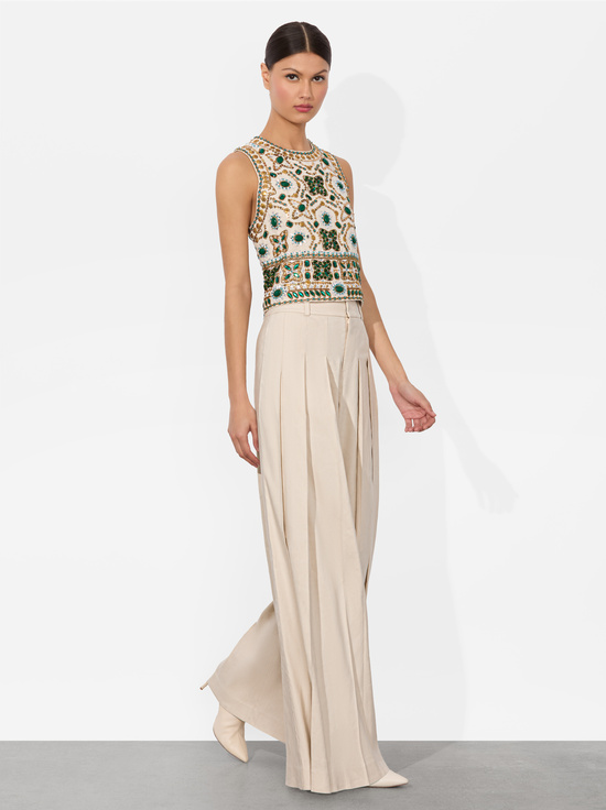 OFF WHITE MULTI-AMAL EMBELLISHED TANK