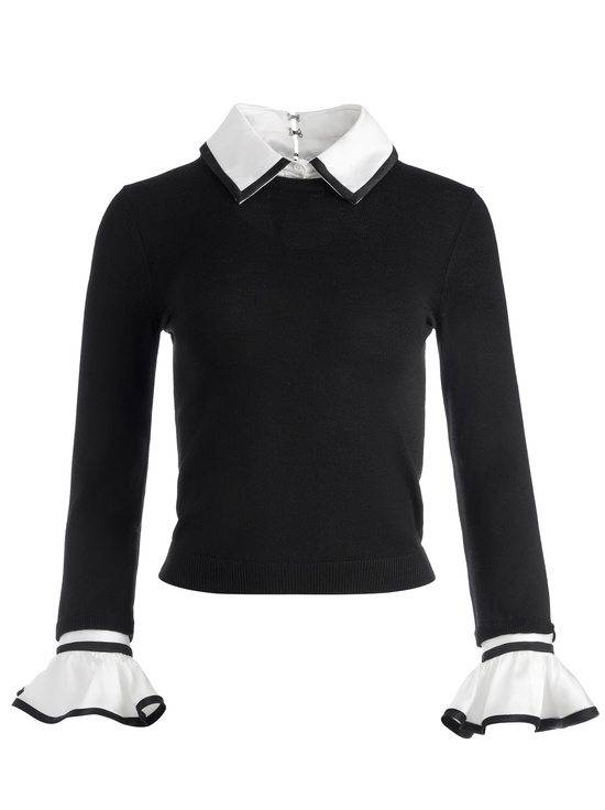 BLACK COMBO-JUSTINA COLLARED SWEATER