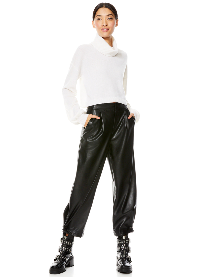 PARIS VEGAN LEATHER TOGGLE JOGGER - BLACK image 6 - Alice And Olivia