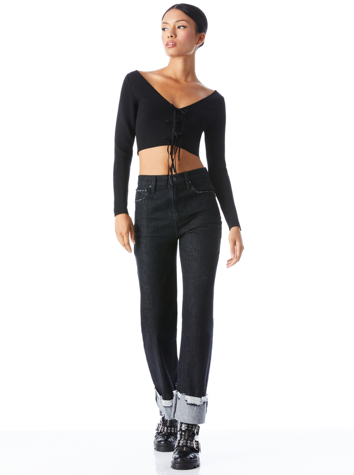 SHAREE CROPPED PULLOVER - BLACK image 4 - Alice And Olivia