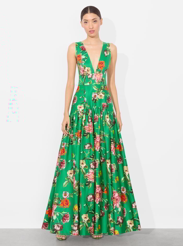 LILA STRUCTURED MAXI DRESS - HAMPTONS FLORAL image 3 - Alice And Olivia