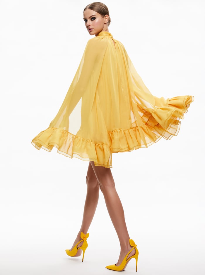 ERNA MOCK NECK CAPE SLEEVE MINI DRESS - TUSCANY image 1 - Alice And Olivia
