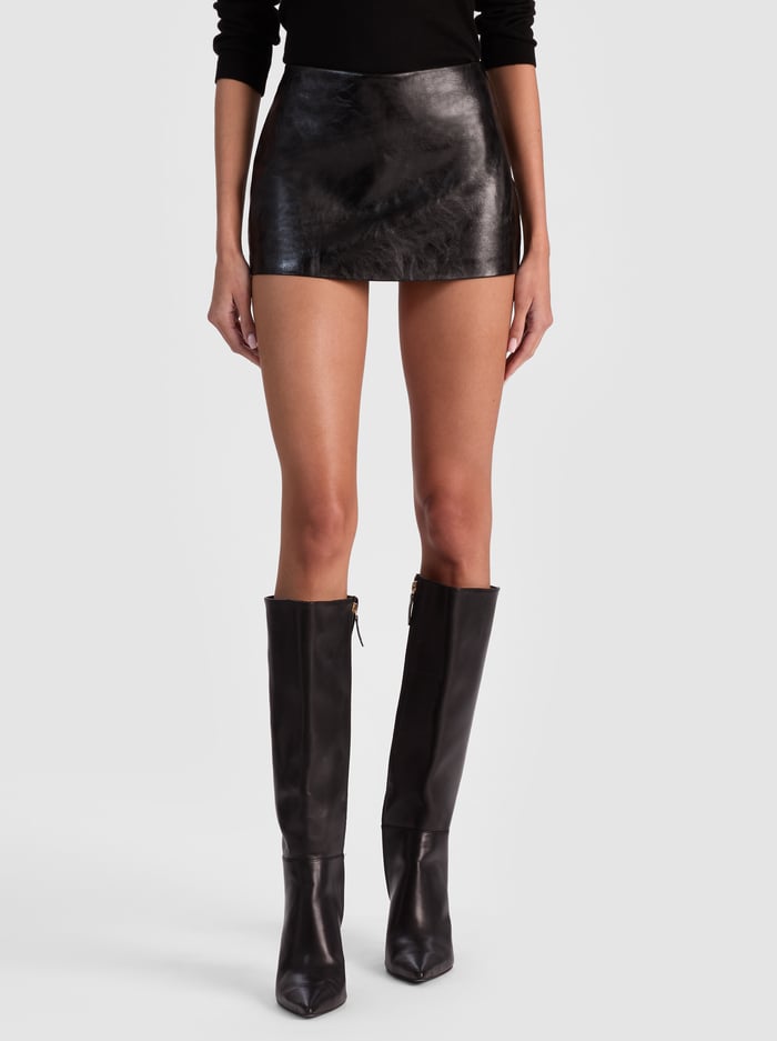 MACE VEGAN MINI SKORT - BLACK - Alice And Olivia