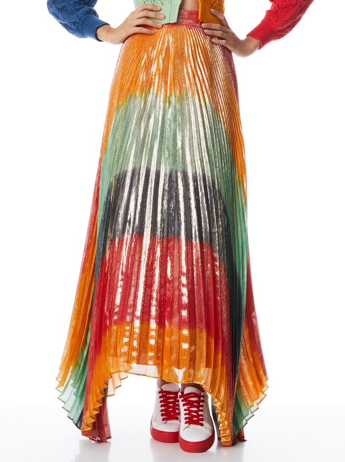 KATZ PLEATED MAXI SKIRT - RAVE DIP DYE - Alice And Olivia
