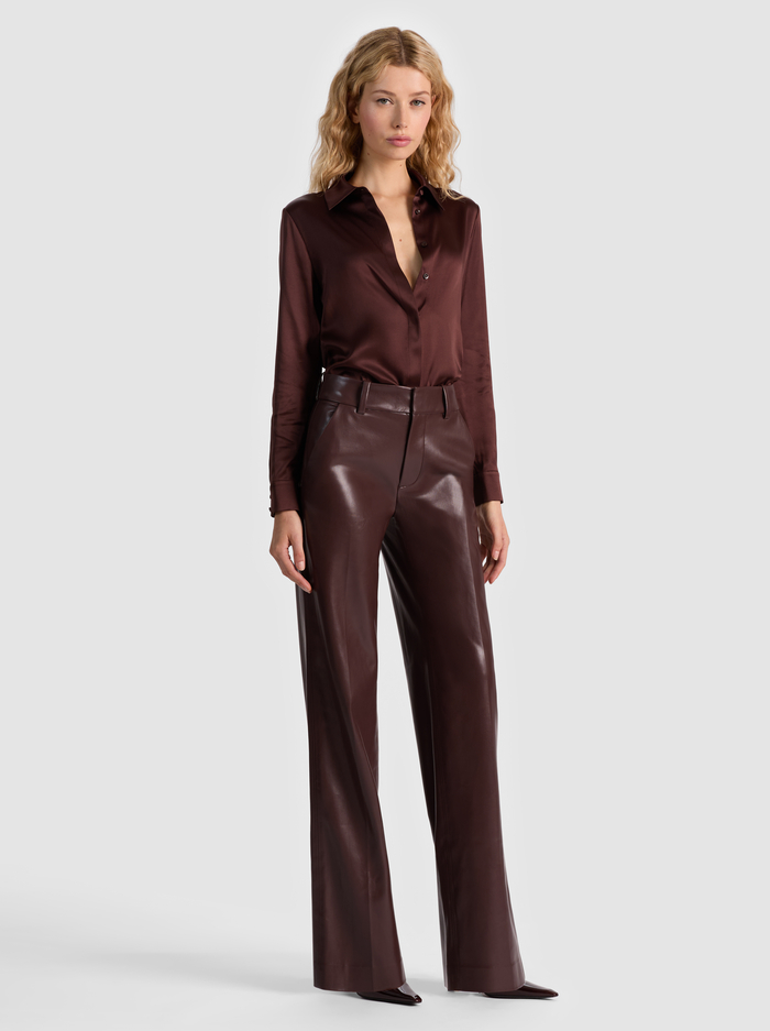 WILLA SILK BLOUSE - DARK CHOCOLATE image 4 - ALICE + OLIVIA