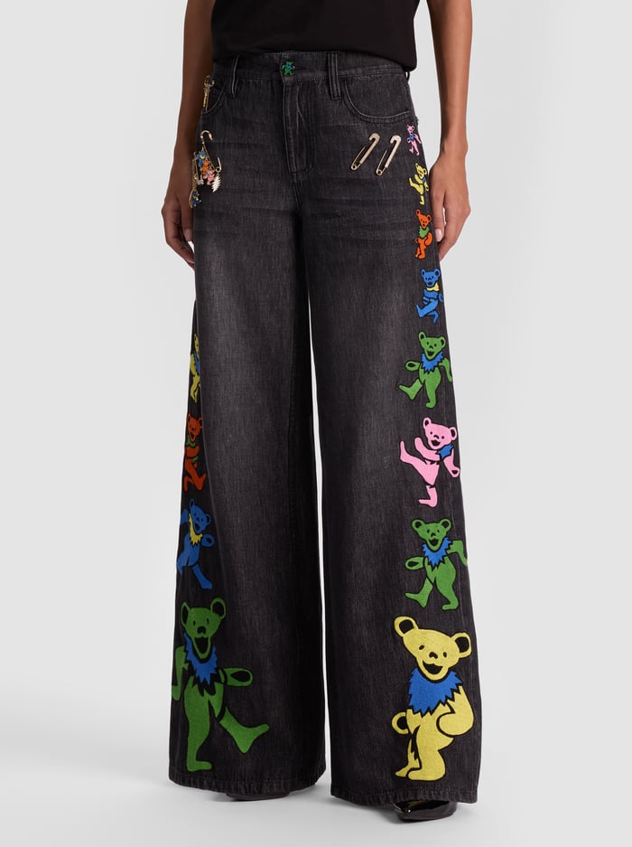 A+O X GRATEFUL DEAD AMAZING JEAN - MAYA CHARCOAL BLACK image 1 - Alice And Olivia